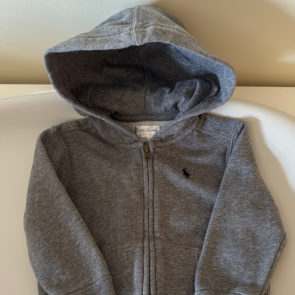 Ralph Lauren Gray Zip-Up Hoodie Sweatshirt